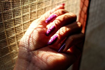 Close-up of woman hand with nail polish