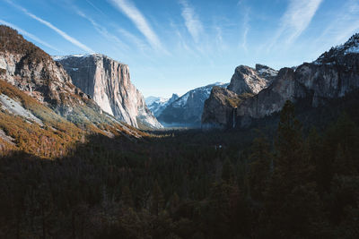 Panoramic view of landscape and mountains against sky