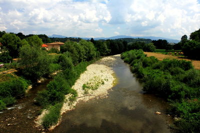 Scenic view of landscape against cloudy sky