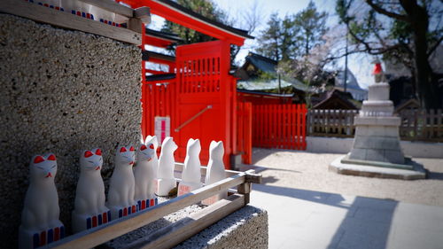 Row of temple against building