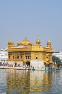 Beautiful view of golden temple - harmandir sahib in amritsar, punjab, india, famous indian sikh