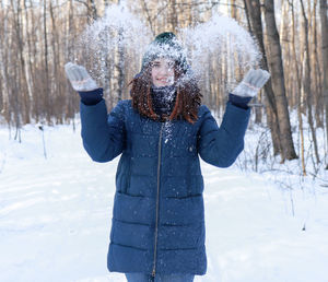 View of person standing in snow