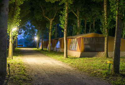 View of illuminated park at night