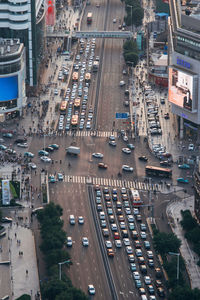 High angle view of traffic on city street