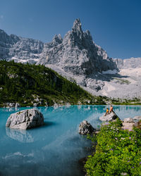 Scenic view of lake against sky