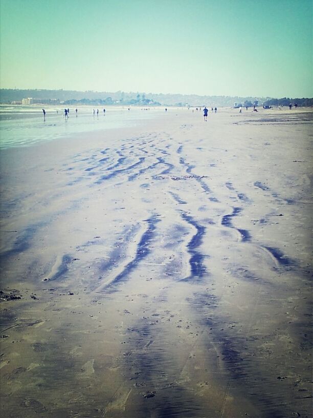 beach, sea, sand, water, shore, horizon over water, clear sky, tranquility, scenics, tranquil scene, beauty in nature, nature, incidental people, vacations, sky, leisure activity, wave, coastline, lifestyles