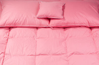 High angle view of pink bed