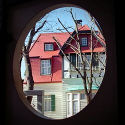 Built structure seen through window