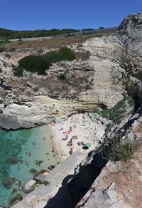 High angle view of rocks on land