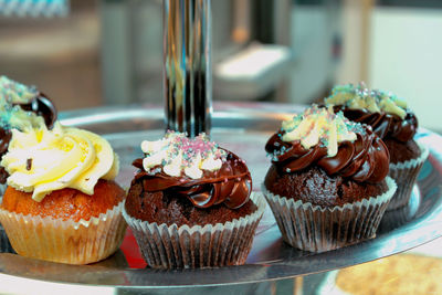 Close-up of cupcakes on table