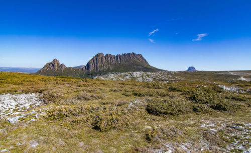 Scenic view of rocky mountains against sky