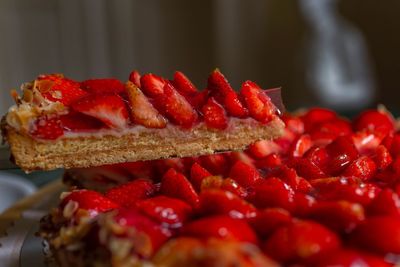 Close-up of strawberry cake