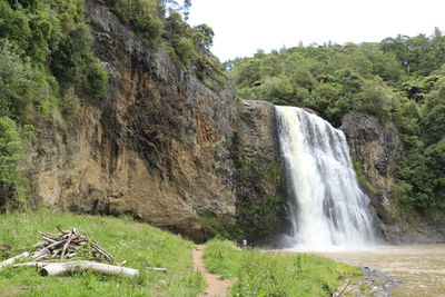 Scenic view of waterfall