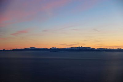 Scenic view of atlas mountains against sky during sunset