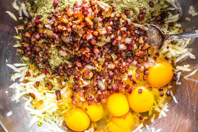 Directly above shot of raw food in bowl