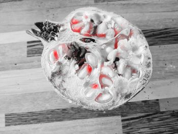 High angle view of ice cream on table