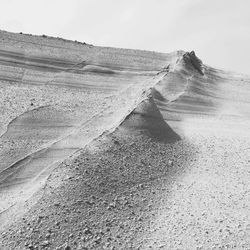 Sand dunes in desert against clear sky