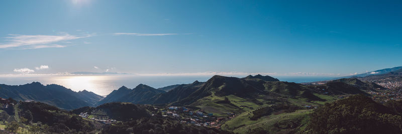 Panoramic view of mountains against sky