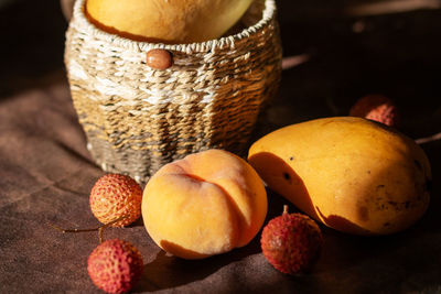 Close-up of fruits on table