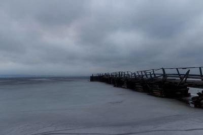 Scenic view of sea against cloudy sky