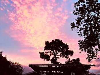 Low angle view of silhouette tree against sky during sunset