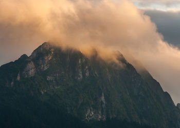 Low angle view of mountains against sky