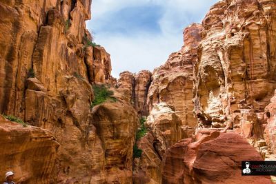 Low angle view of rock formations