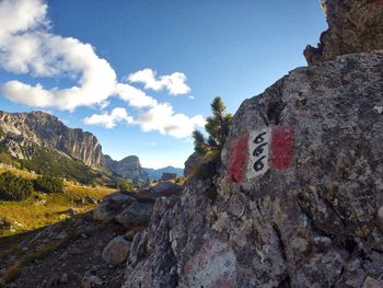 Low angle view of mountain against sky