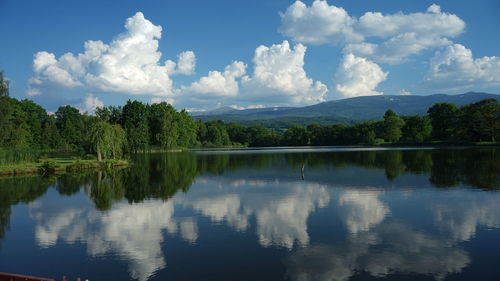 Scenic view of lake against sky