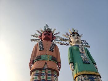 Low angle view of statue against clear sky