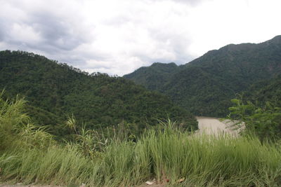 Scenic view of mountains against sky