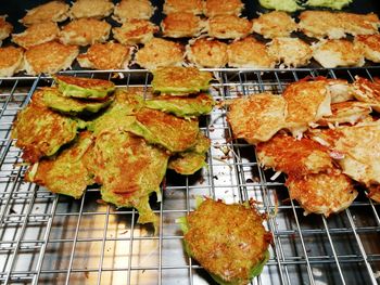 Close-up of meat on barbecue grill