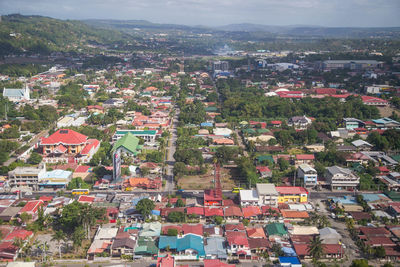 High angle view of townscape against sky