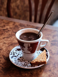 Close-up of coffee on table