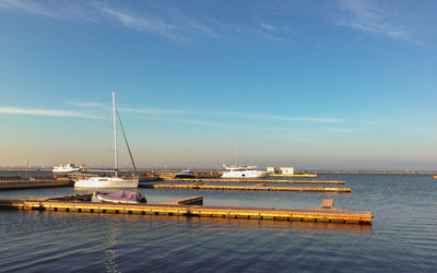 Boats in calm blue sea