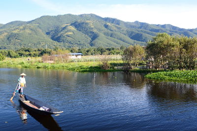 Scenic view of lake against mountain