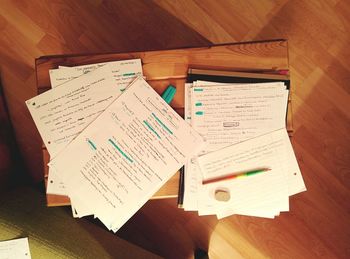 Close-up of book on flooring