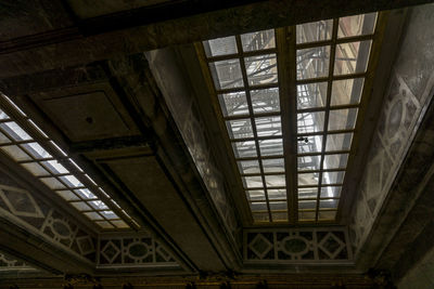 Low angle view of skylight in building