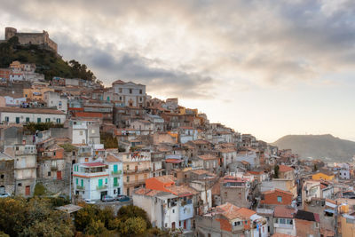 High angle view of townscape against sky