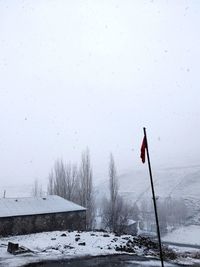 Scenic view of snow covered mountains against sky