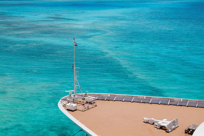 High angle view of boat in sea