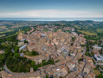 High angle view of townscape against sky