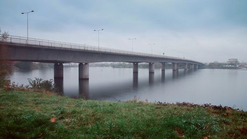 Bridge over river against sky