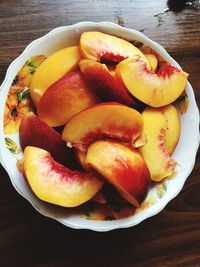 Close-up of fruits in plate on table