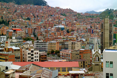 Residential area on the hillside of downtown la paz, bolivia, south america