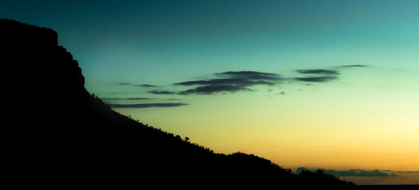 Silhouette trees against sky during sunset