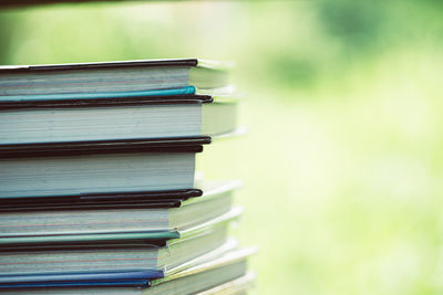 Close-up of books on table