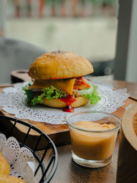 Close-up of food on table