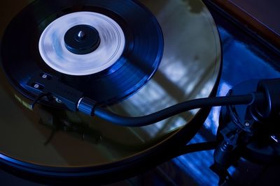 High angle view of turntable