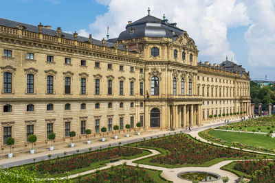 Facade of historic building against sky